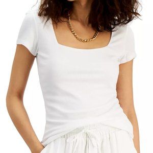 INC International Concepts Ribbed Square Neck T-Shirt NWT